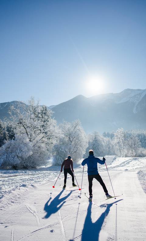 Langlaufen im Hochwinter in der Langlaufarena Pirkdorfer See