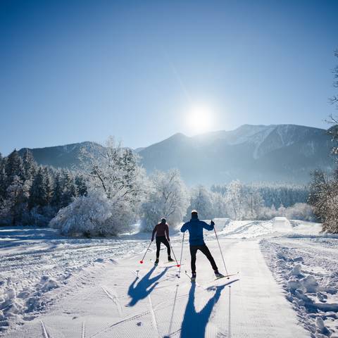 Langlaufen im Hochwinter in der Langlaufarena Pirkdorfer See